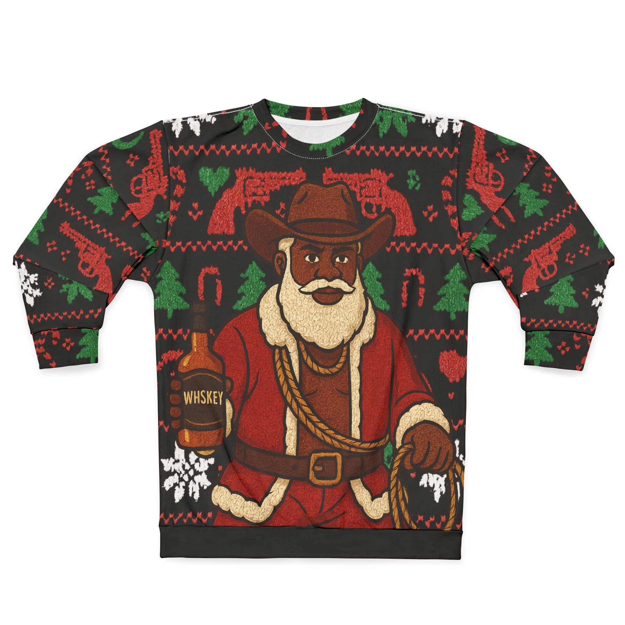 Black Santa Ugly Christmas Ugly Sweater, Holiday Sweatshirt, Festive, Winter Pullover, Xmas Top