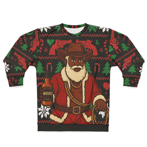 Black Santa Ugly Christmas Ugly Sweater, Holiday Sweatshirt, Festive, Winter Pullover, Xmas Top