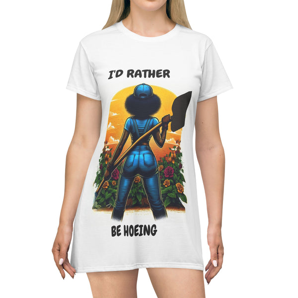 Gardening T-Shirt Dress, Hoeing Garden Shirt, Floral Dress, Garden Lover Tee, Plant Lady Outfit