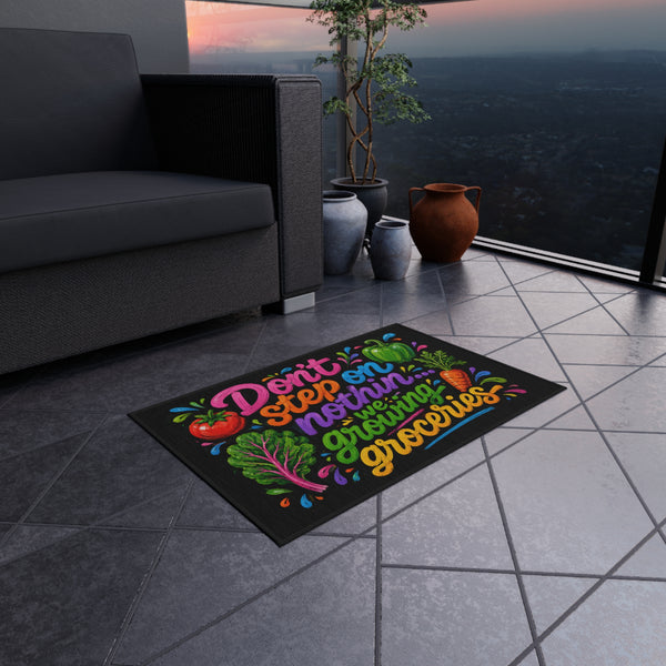 Funny Garden Outdoor Rug — Humorous Outdoor Rug for Patio & Backyard