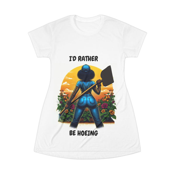 Gardening T-Shirt Dress, Hoeing Garden Shirt, Floral Dress, Garden Lover Tee, Plant Lady Outfit